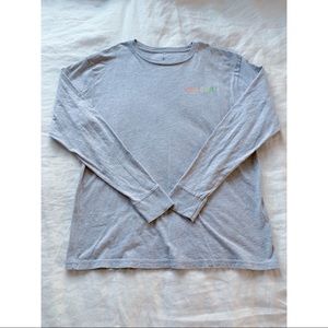 Gray Volcom Tee with rainbow logo